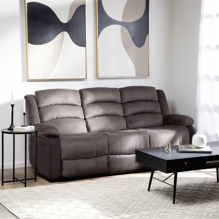 LIVING RECLINABLE SOFÁ 3 CUERPOS + 2 BERGERS NEW MARTELL EN COLOR CAFE SET8040FFBR - 6