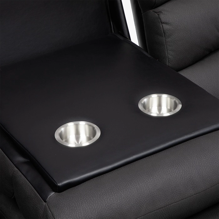 LIVING RECLINABLE SOFÁ 3 CUERPOS + 2 BERGERS NEW PRAGA EN COLOR NEGRO SET8041FFBK - 4