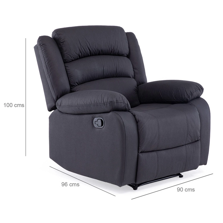 LIVING RECLINABLE SOFÁ 3 CUERPOS + 2 BERGERS NEW PRAGA EN COLOR NEGRO SET8041FFBK - 8
