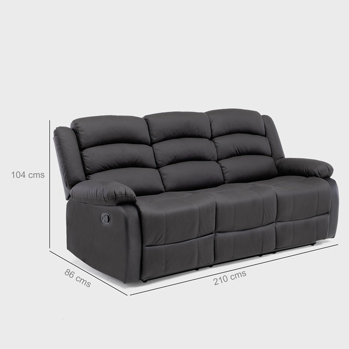 LIVING RECLINABLE SOFÁ 3 CUERPOS + 2 BERGERS NEW PRAGA EN COLOR NEGRO SET8041FFBK - 11