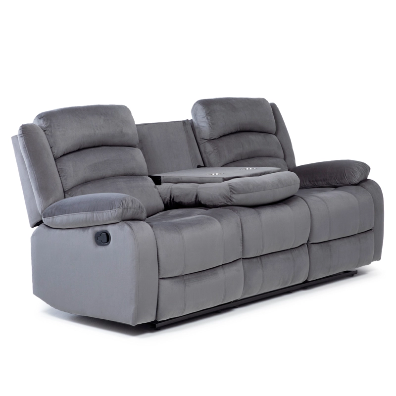 SOFÁ 3 CUERPOS RECLINABLE MODERNO GRIS NEW MARTELL 8040SFFGR - 5