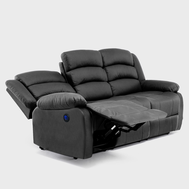 SOFÁ 3 CUERPOS RECLINABLE ELÉCTRICO MODERNO EN COLOR NEGRO NEW PRAGA 8041SFFBKPW - 6