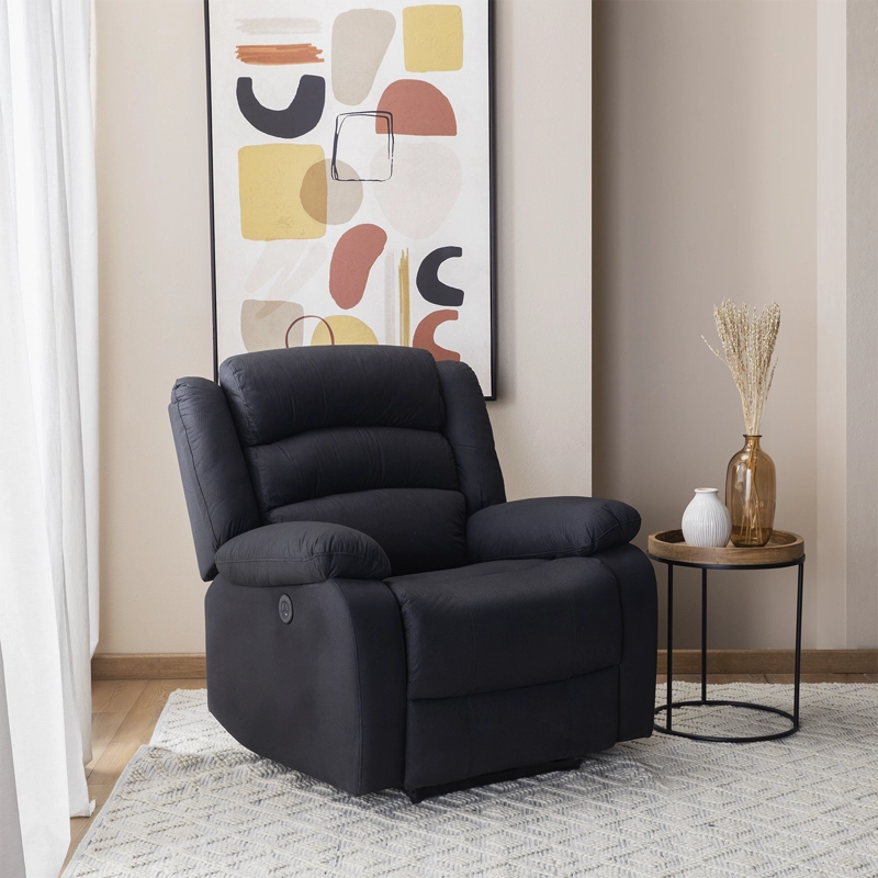 BERGER 1 CUERPO RECLINABLE ELÉCTRICO MODERNO EN COLOR NEGRO NEW PRAGA 8041RFFBKPW - 1
