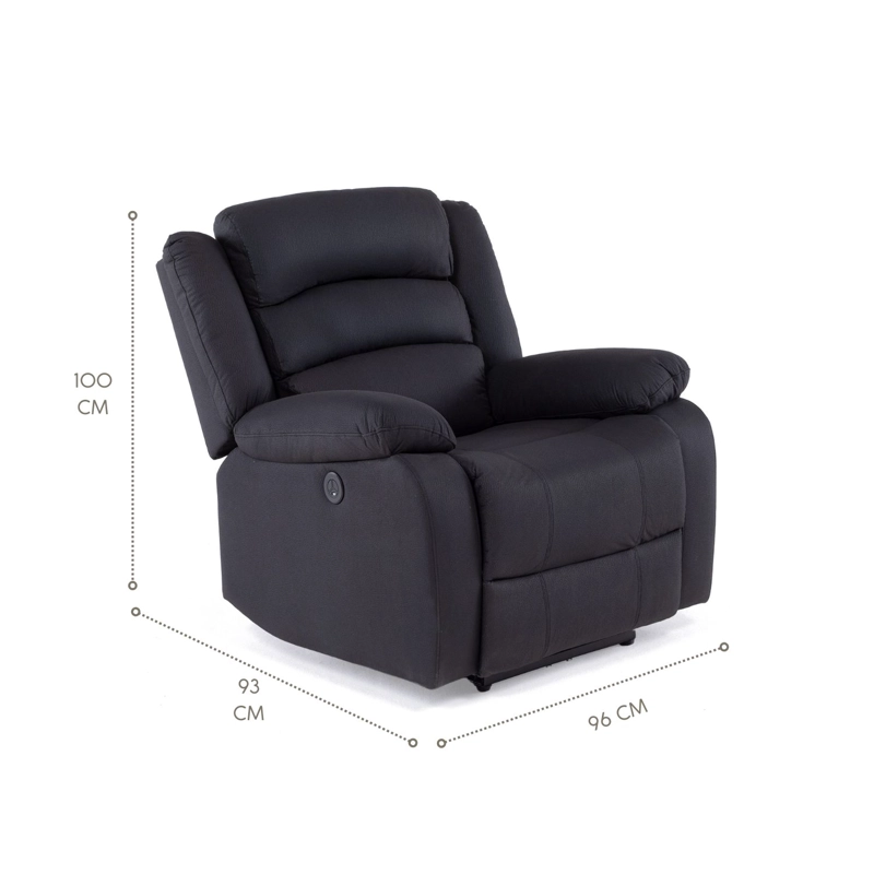 BERGER 1 CUERPO RECLINABLE ELÉCTRICO MODERNO EN COLOR NEGRO NEW PRAGA 8041RFFBKPW - 11