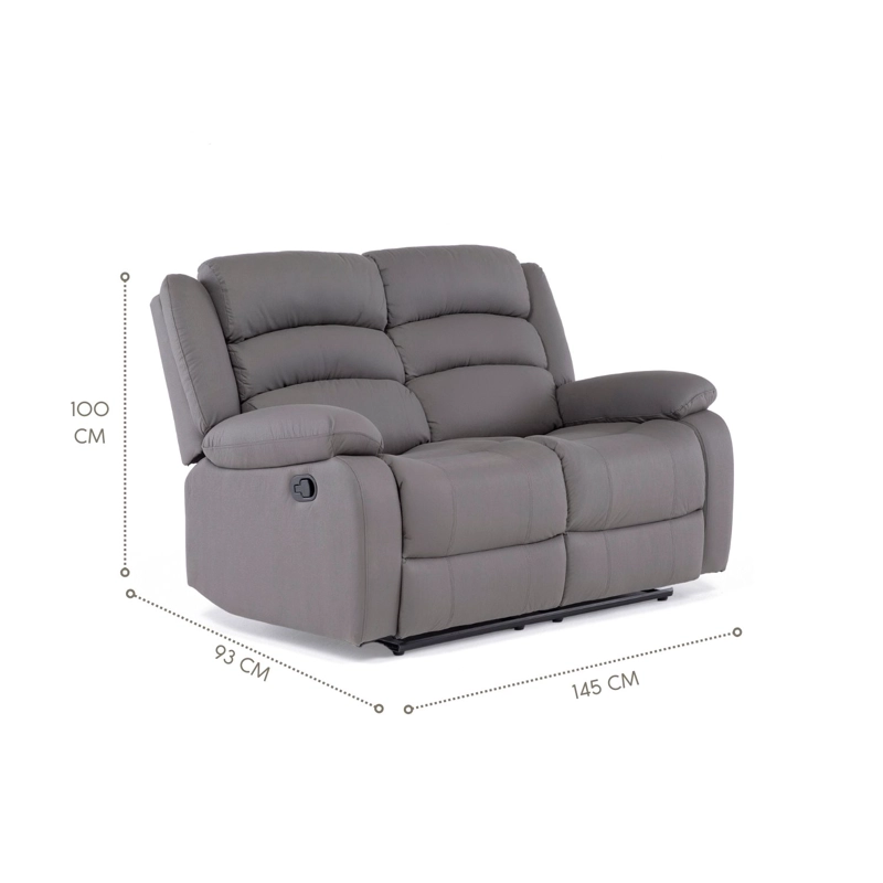 SOFÁ 2 CUERPOS RECLINABLE MODERNO GRIS NEW PRAGA 8041LFFGR - 2