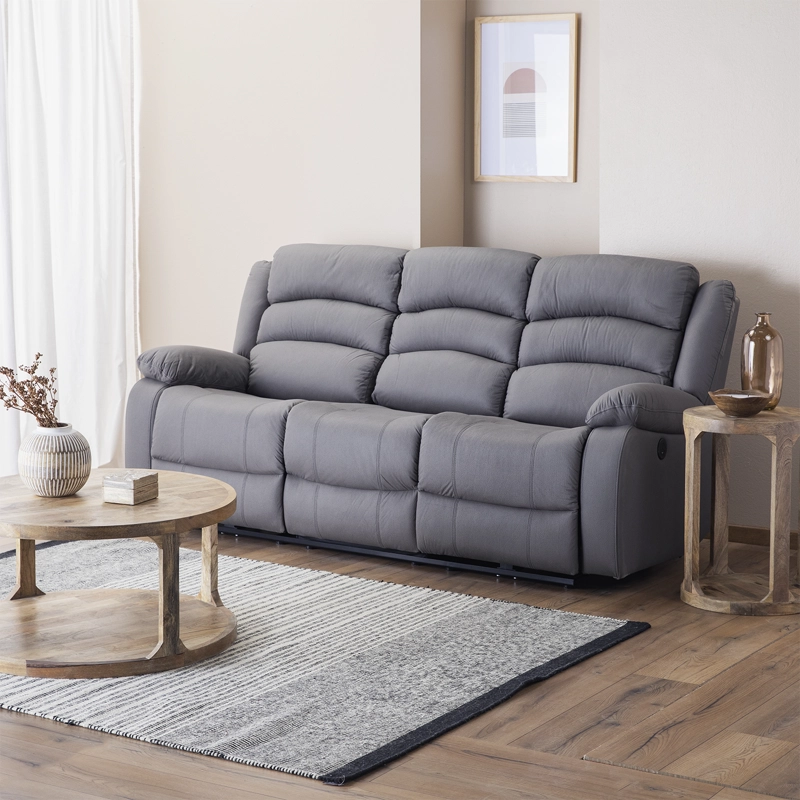 SOFÁ 3 CUERPOS RECLINABLE ELÉCTRICO MODERNO GRIS NEW PRAGA 8041SFFGRPW - 1