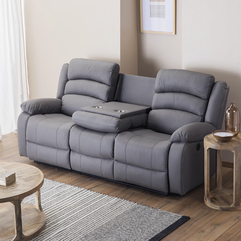SOFÁ 3 CUERPOS RECLINABLE ELÉCTRICO MODERNO GRIS NEW PRAGA 8041SFFGRPW - 2