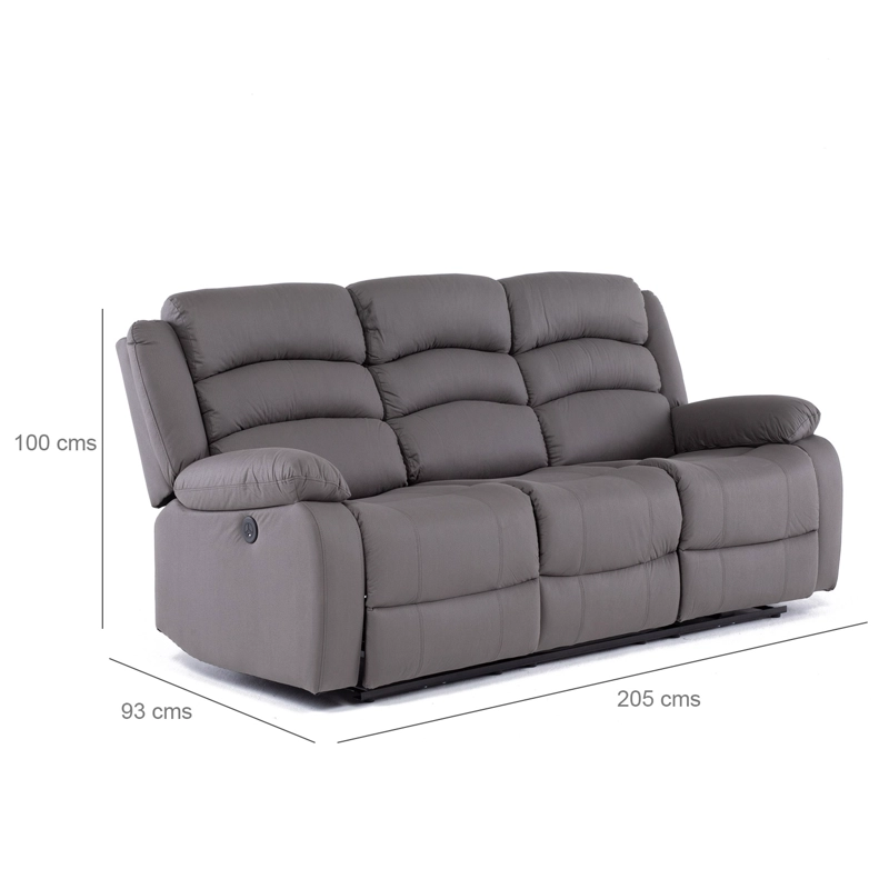 SOFÁ 3 CUERPOS RECLINABLE ELÉCTRICO MODERNO GRIS NEW PRAGA 8041SFFGRPW - 3