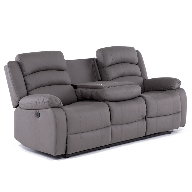 SOFÁ 3 CUERPOS RECLINABLE ELÉCTRICO MODERNO GRIS NEW PRAGA 8041SFFGRPW - 5