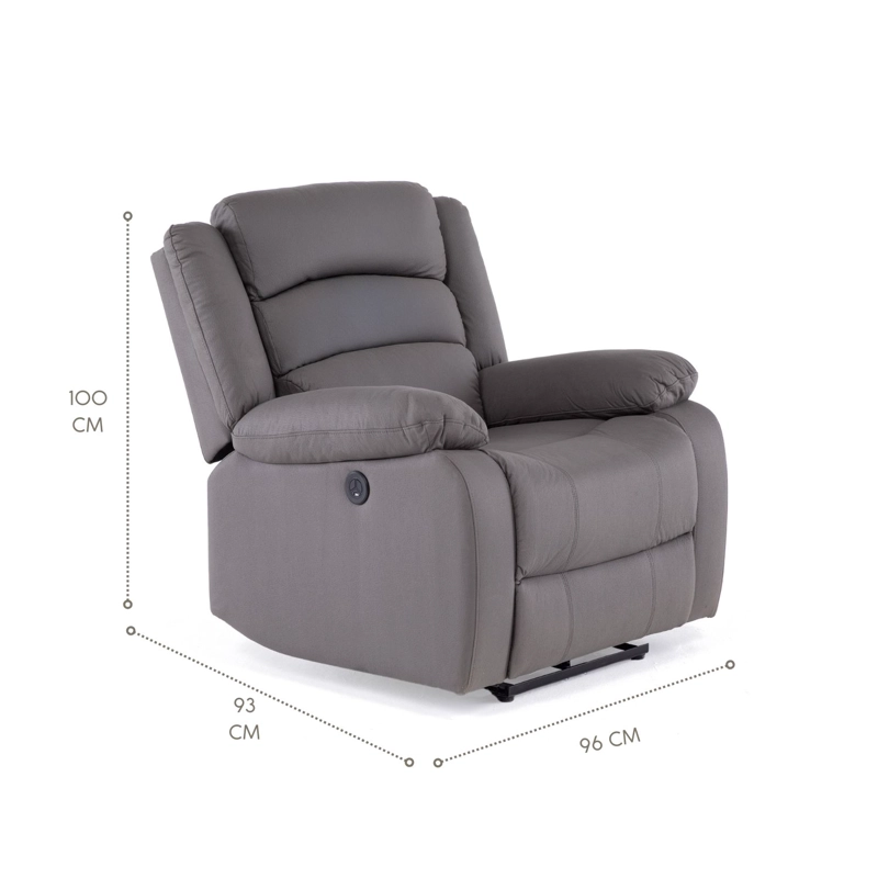 BERGER 1 CUERPO RECLINABLE ELÉCTRICO MODERNO GRIS NEW PRAGA 8041RFFGRPW - 3