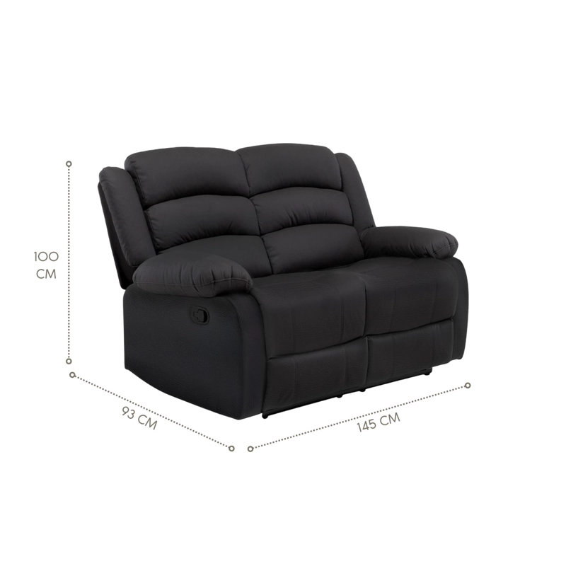 SOFÁ 2 CUERPOS RECLINABLE MODERNO EN COLOR NEGRO NEW PRAGA 8041LFFBK - 5