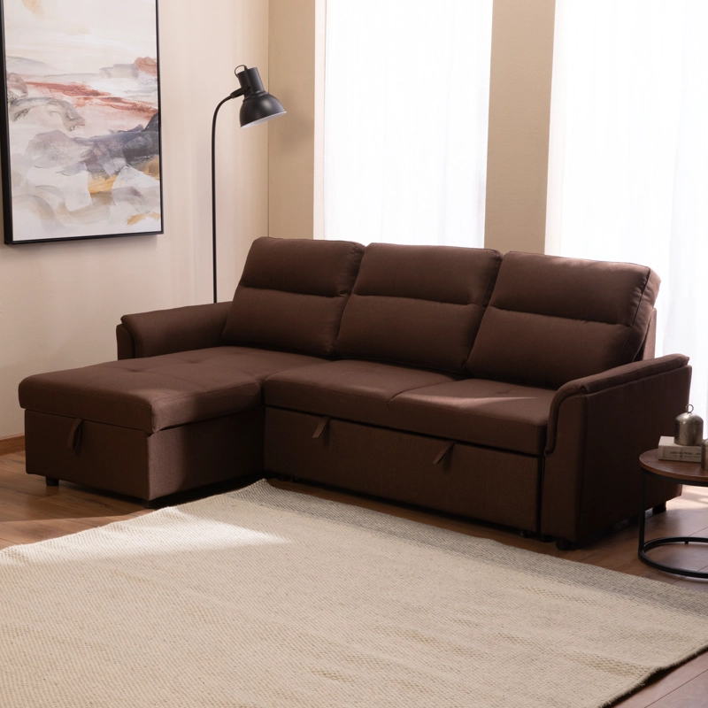  SOFÁ SECCIONAL CAMA 2 PLAZAS MODERNO EN COLOR CAFE NEW SIDNEY KMP002BR - 1