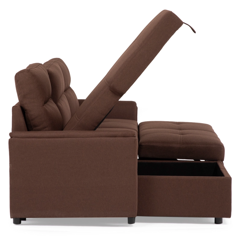  SOFÁ SECCIONAL CAMA 2 PLAZAS MODERNO EN COLOR CAFE NEW SIDNEY KMP002BR - 2