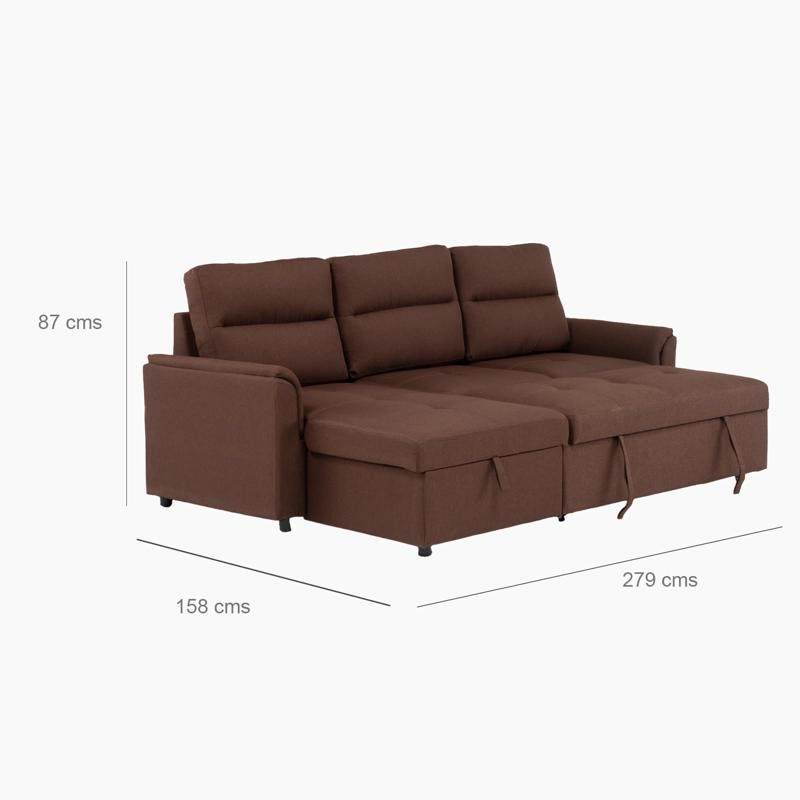  SOFÁ SECCIONAL CAMA 2 PLAZAS MODERNO EN COLOR CAFE NEW SIDNEY KMP002BR - 4