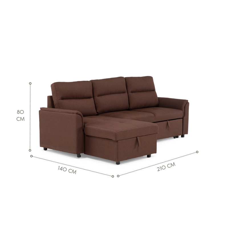  SOFÁ SECCIONAL CAMA 2 PLAZAS MODERNO EN COLOR CAFE NEW SIDNEY KMP002BR - 13