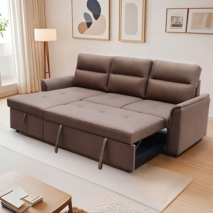  SOFÁ SECCIONAL CAMA 2 PLAZAS MODERNO EN COLOR CAFE NEW SIDNEY KMP002BR - 5
