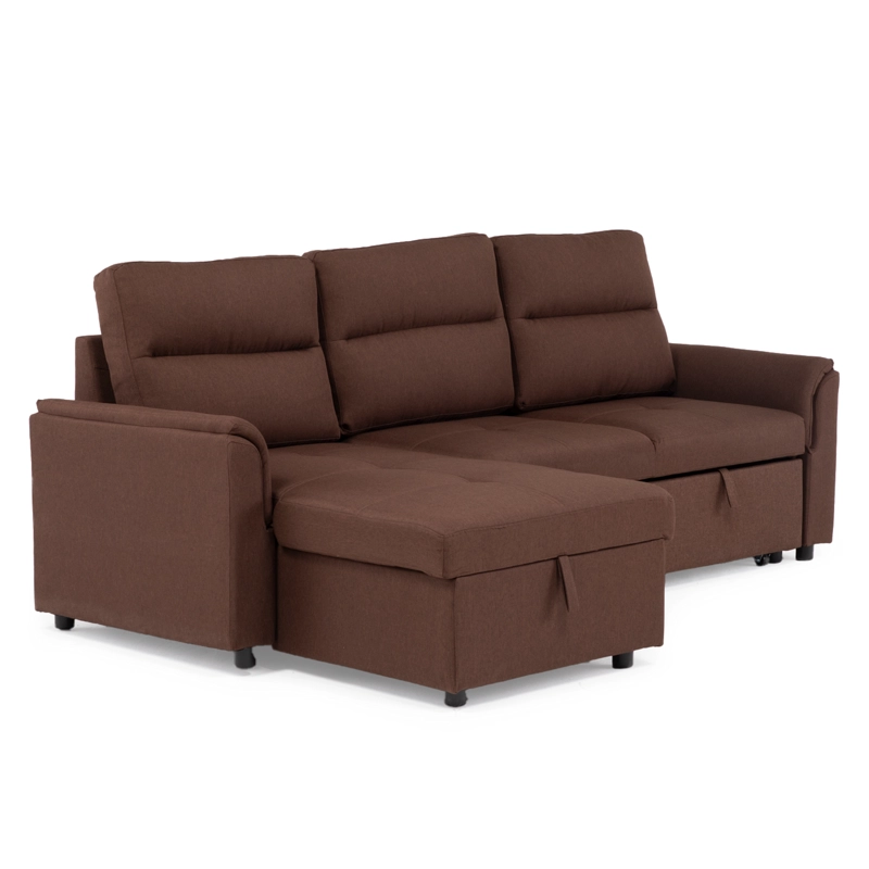  SOFÁ SECCIONAL CAMA 2 PLAZAS MODERNO EN COLOR CAFE NEW SIDNEY KMP002BR - 9