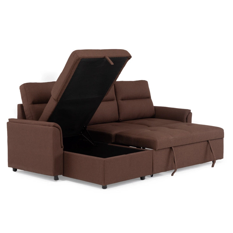  SOFÁ SECCIONAL CAMA 2 PLAZAS MODERNO EN COLOR CAFE NEW SIDNEY KMP002BR - 10