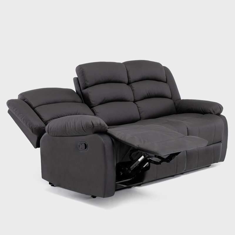 SOFÁ 3 CUERPOS RECLINABLE MODERNO EN COLOR NEGRO NEW PRAGA 8041SFFBK - 3