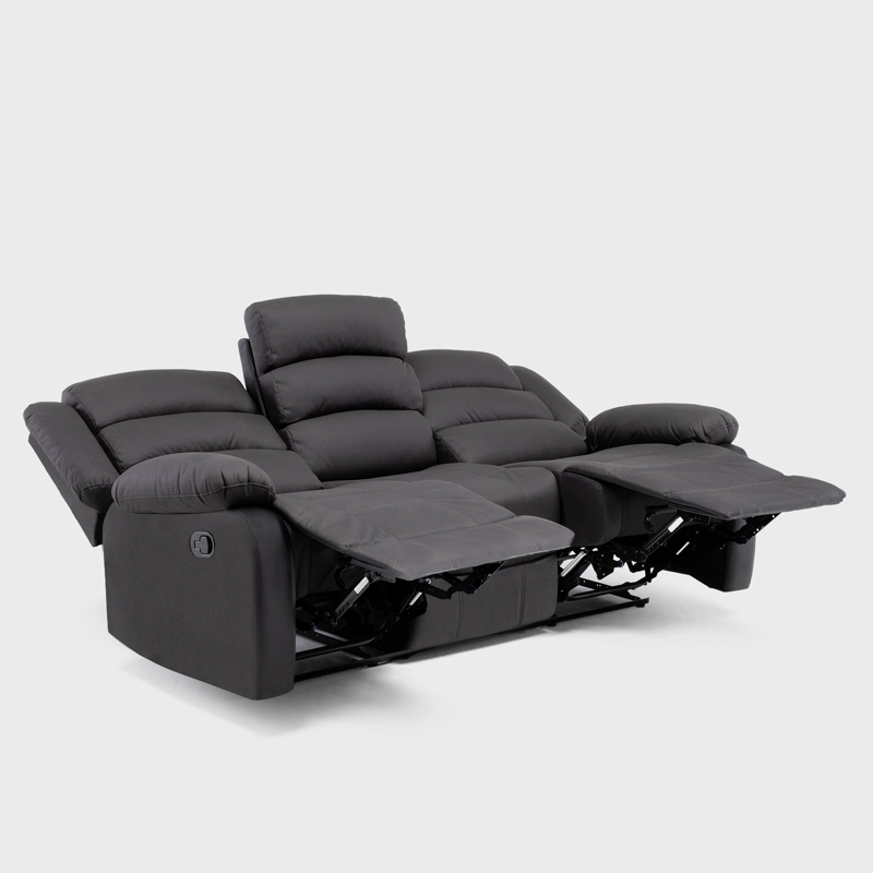 SOFÁ 3 CUERPOS RECLINABLE MODERNO EN COLOR NEGRO NEW PRAGA 8041SFFBK - 6
