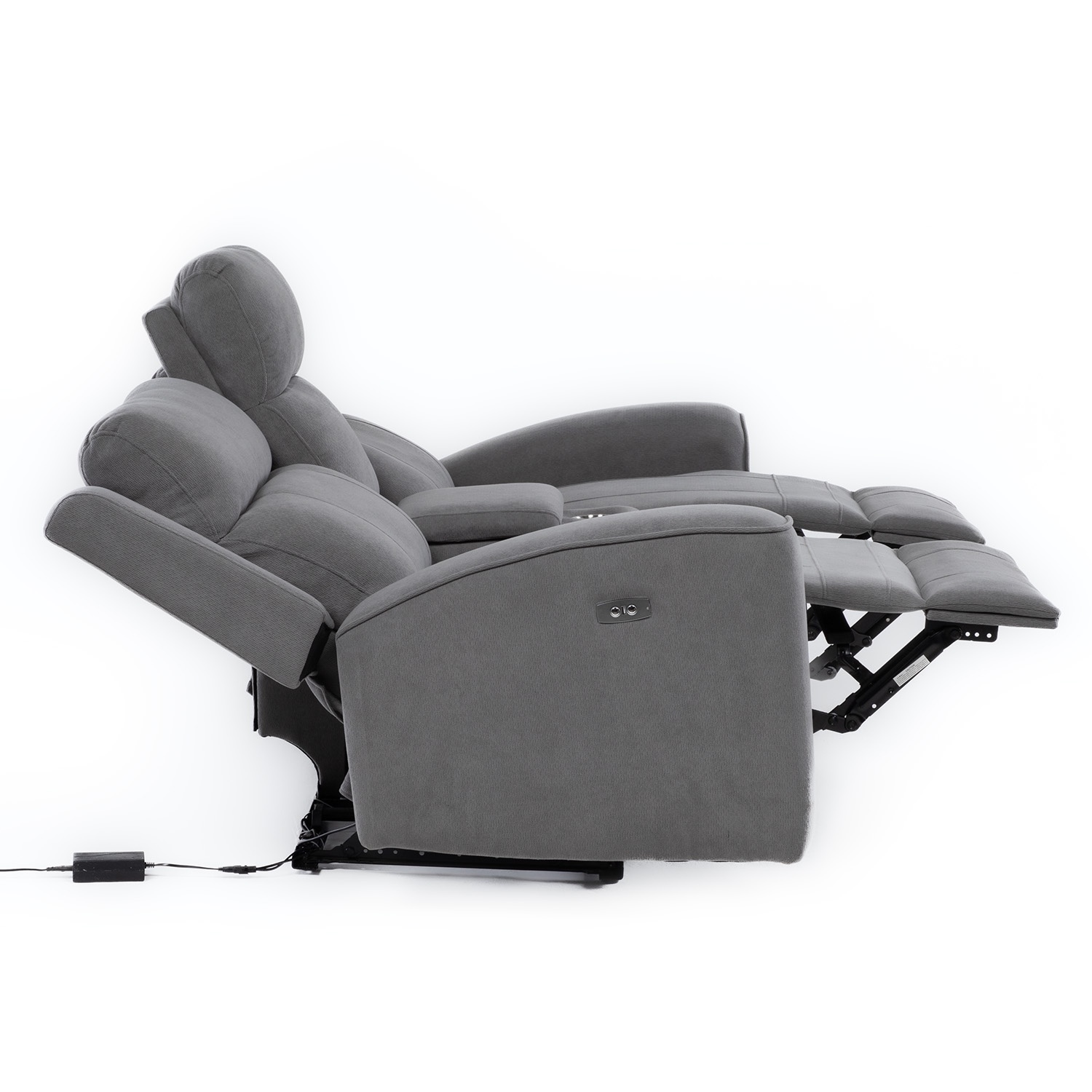 SOFÁ 2 CUERPOS RECLINABLE ELÉCTRICO + CONSOLA GRIS MONTANA KM807L - 3