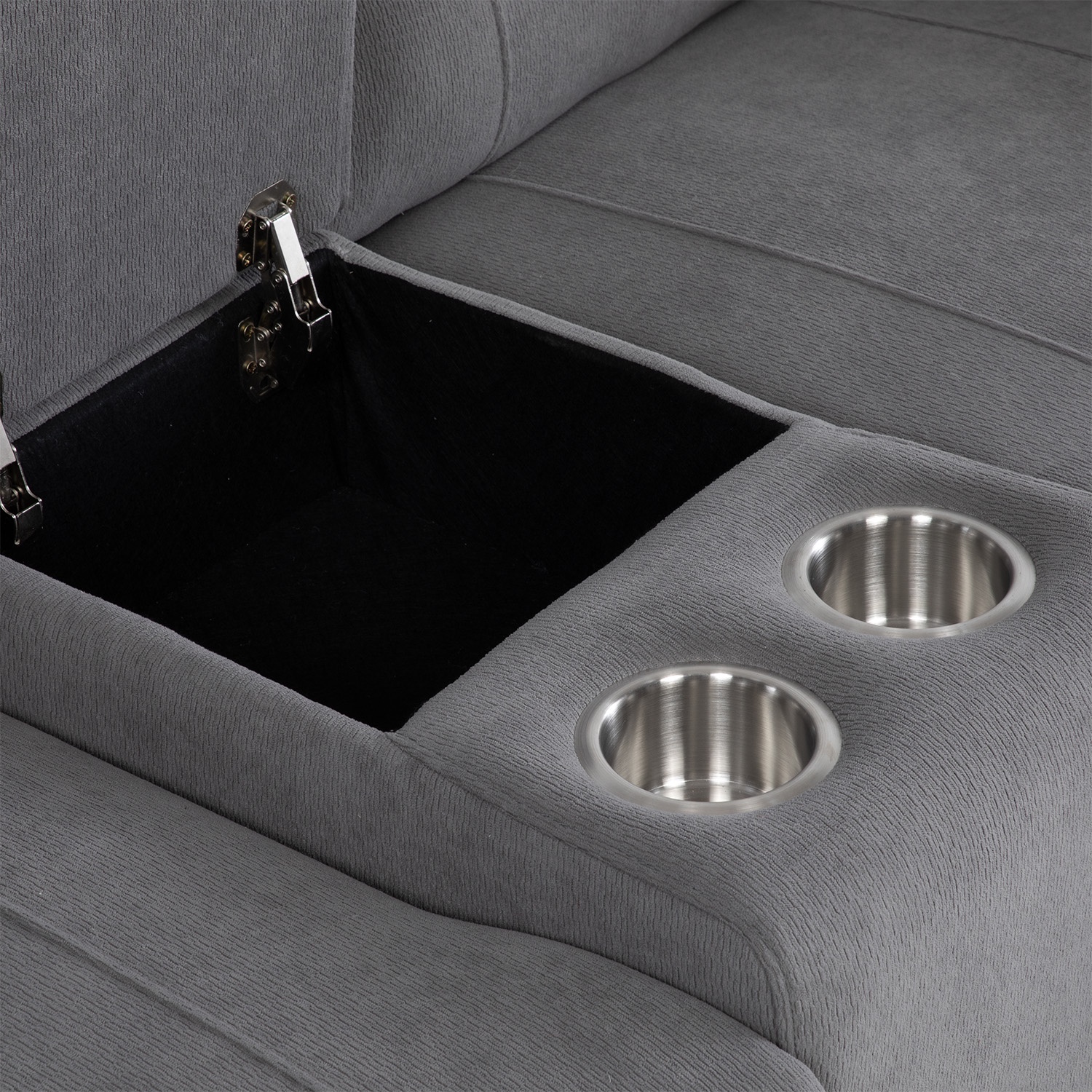SOFÁ 2 CUERPOS RECLINABLE ELÉCTRICO + CONSOLA GRIS MONTANA KM807L - 5
