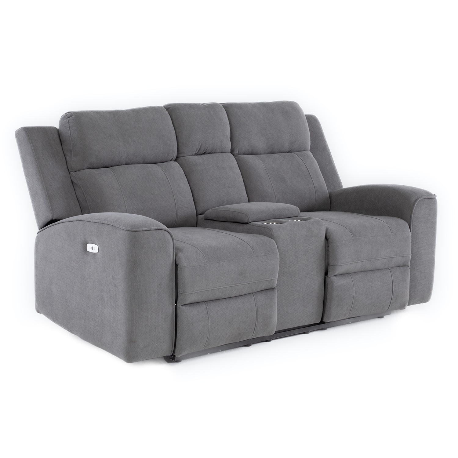 SOFÁ 2 CUERPOS RECLINABLE ELÉCTRICO + CONSOLA GRIS MONTANA KM807L - 7