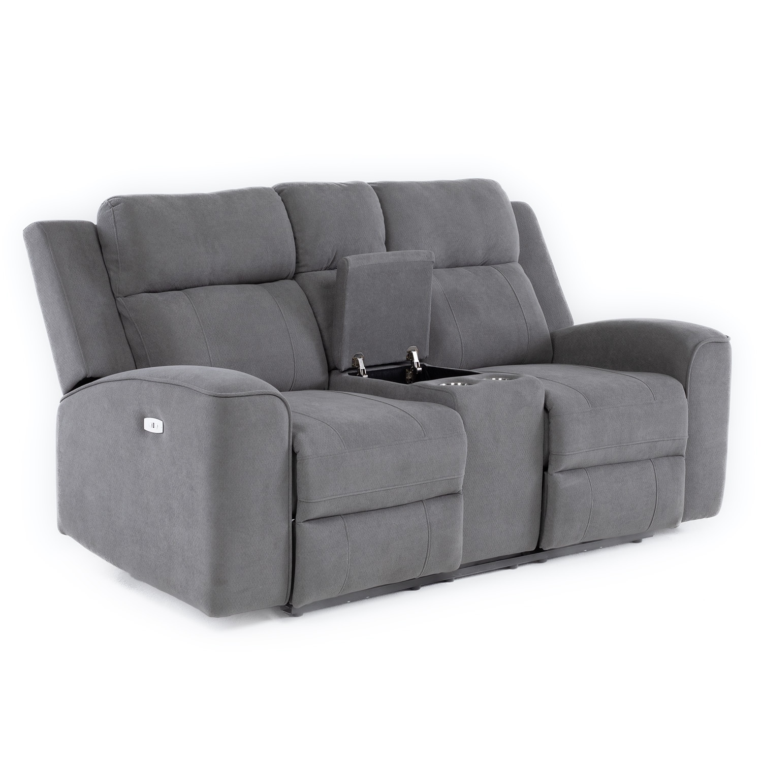 SOFÁ 2 CUERPOS RECLINABLE ELÉCTRICO + CONSOLA GRIS MONTANA KM807L - 8