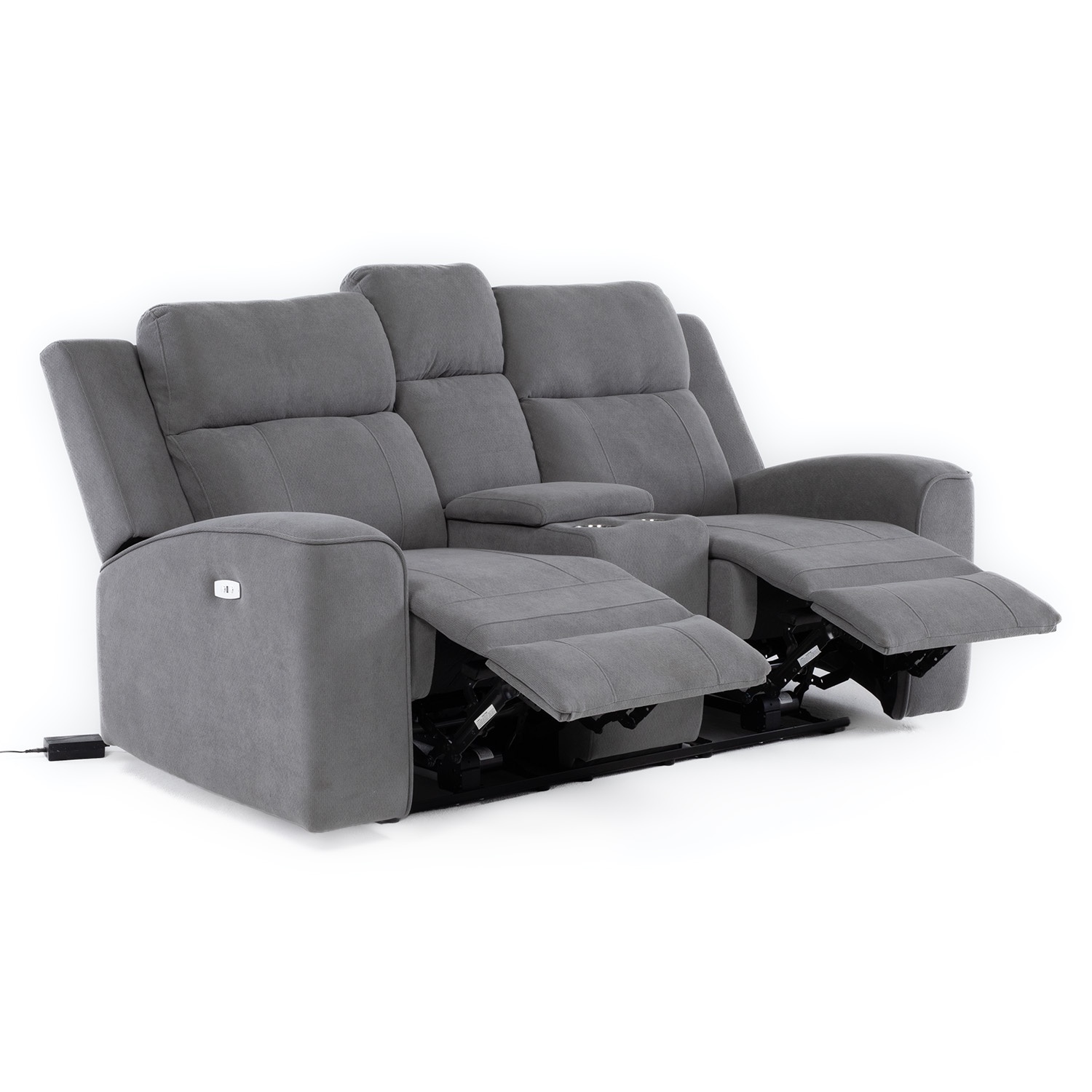 SOFÁ 2 CUERPOS RECLINABLE ELÉCTRICO + CONSOLA GRIS MONTANA KM807L - 9