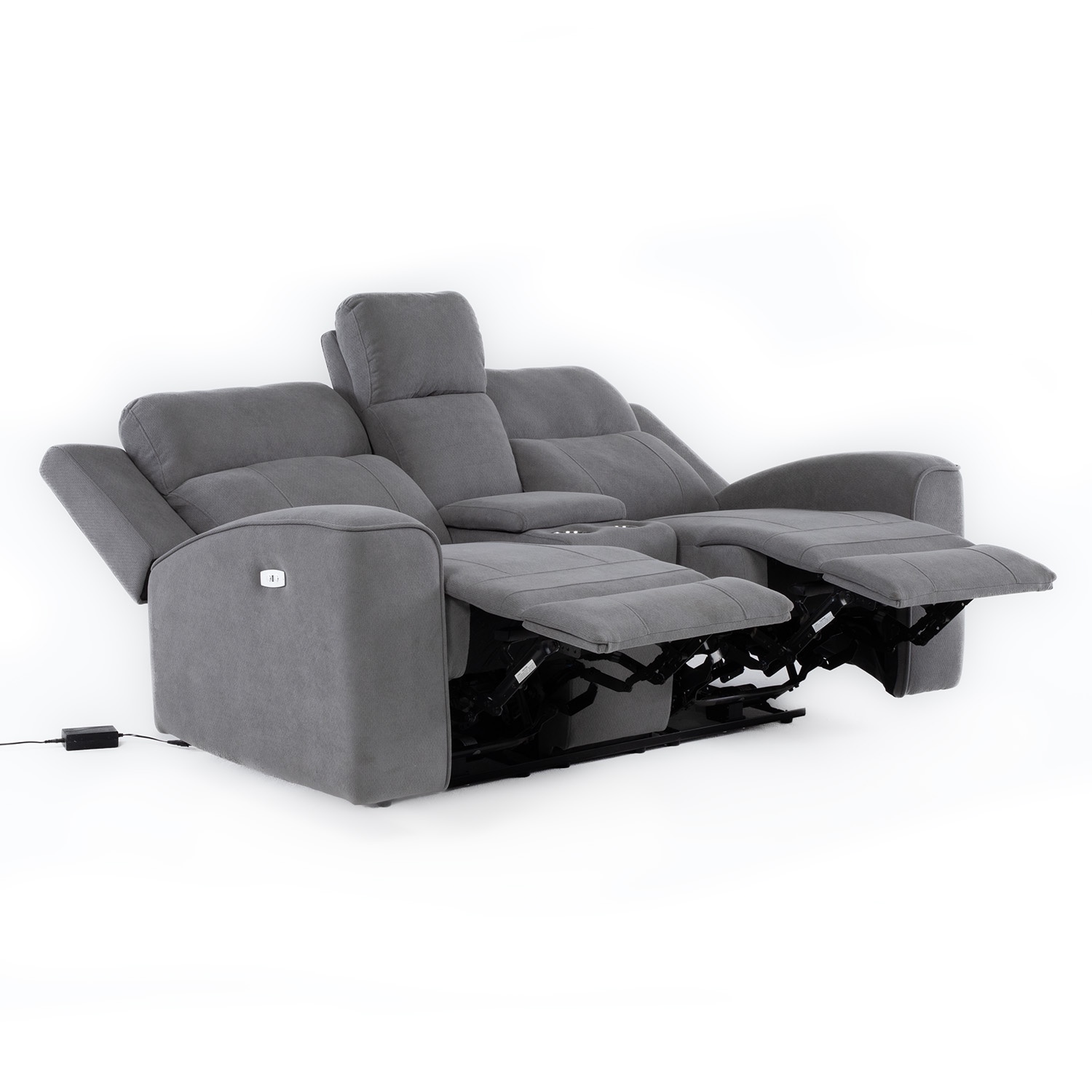 SOFÁ 2 CUERPOS RECLINABLE ELÉCTRICO + CONSOLA GRIS MONTANA KM807L - 10
