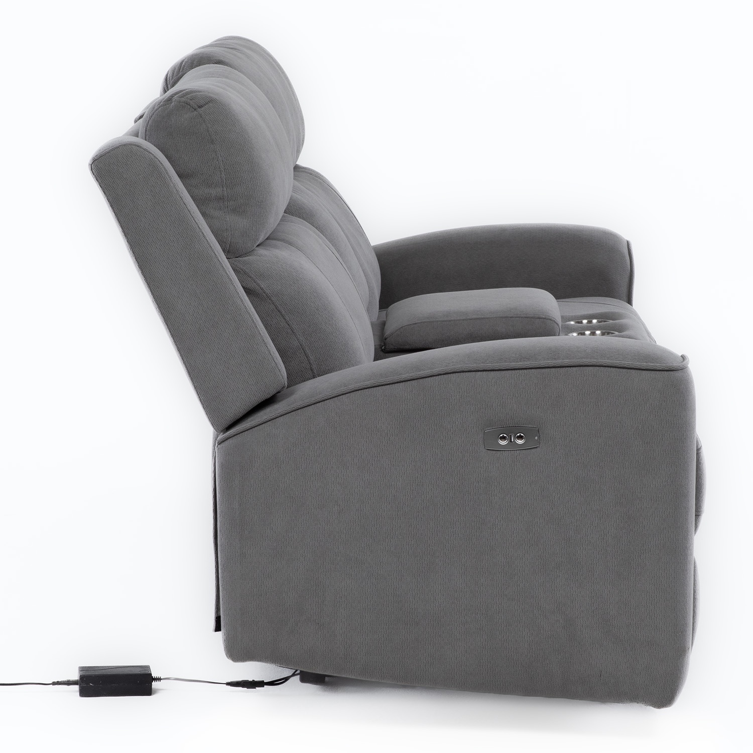 SOFÁ 2 CUERPOS RECLINABLE ELÉCTRICO + CONSOLA GRIS MONTANA KM807L - 11