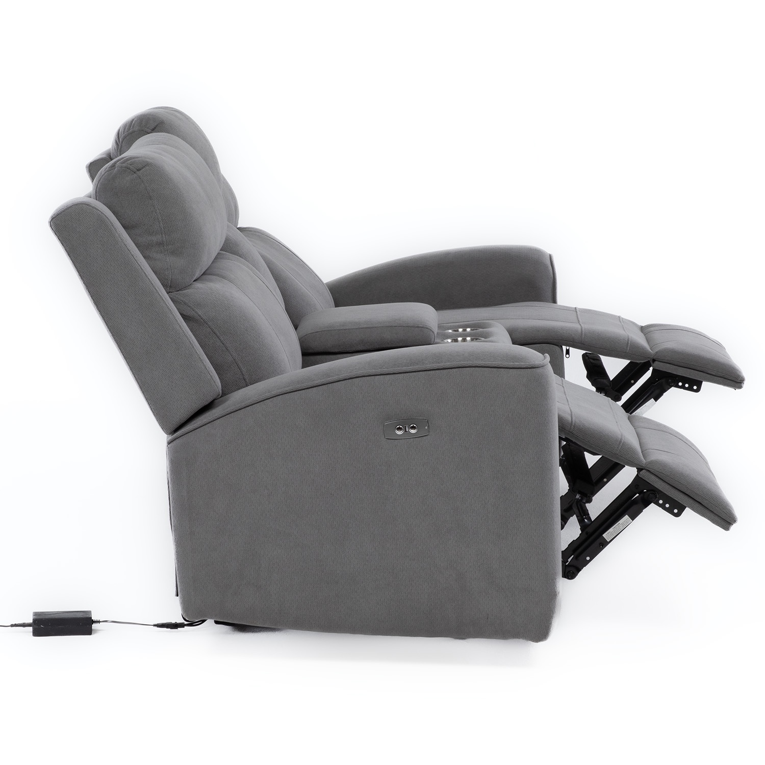 SOFÁ 2 CUERPOS RECLINABLE ELÉCTRICO + CONSOLA GRIS MONTANA KM807L - 12