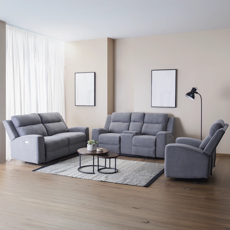 2 SOFÁS 2 CUERPOS + 1 BERGER ELÉCTRICOS PARA LIVING RECLINABLES MONTANA GRIS KM807RLS - 1