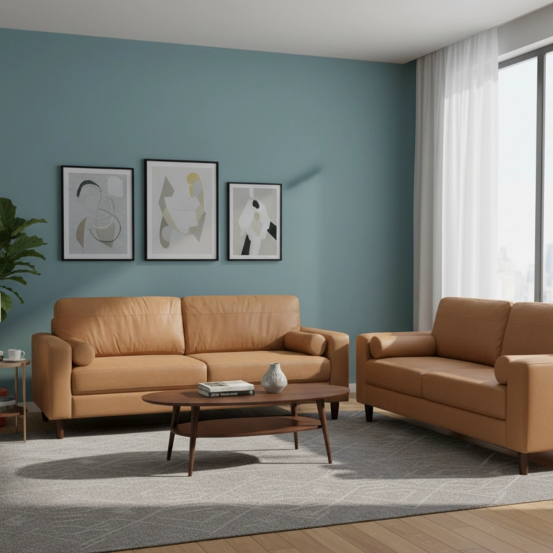 LIVING 1 SOFA 2 CUERPO + 1 SOFA 3 CUERPOS LOUSIANA VINTAGE CUERO CAFE  SETJG800SL - 1