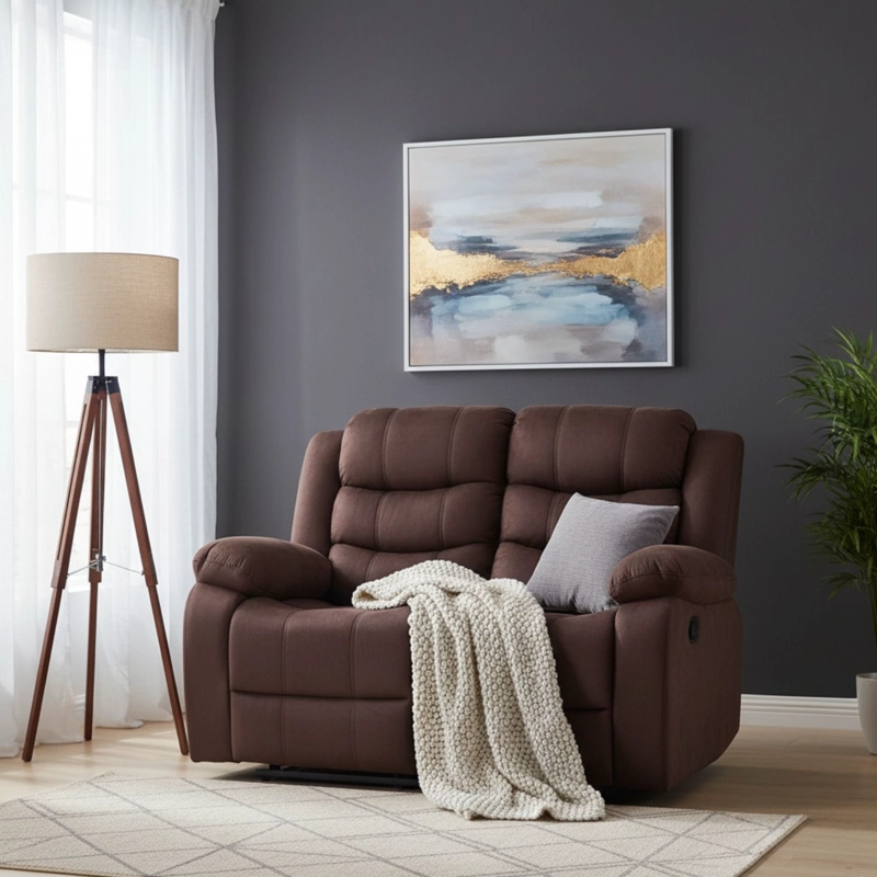 SOFA 2 CUERPOS RECLINABLE TRADICIONAL NORMAN CAFE  OSCURO 2011LFDBR - 1