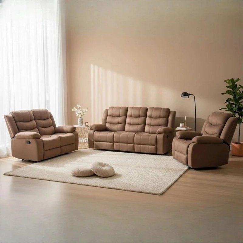 LIVING RECLINABLE SOFA 3 CUERPOS + 1 SOFA 2 CUERPOS + 1 BERGER CAFE  NORMAN SET2011LFBR - 1