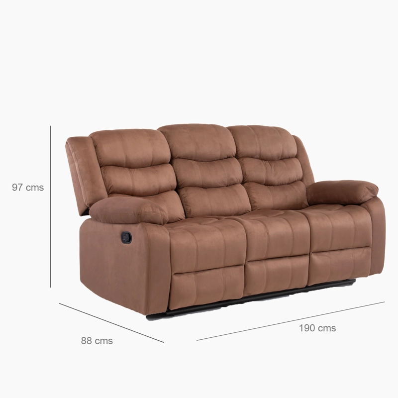 LIVING RECLINABLE SOFA 3 CUERPOS + 1 SOFA 2 CUERPOS + 1 BERGER CAFE  NORMAN SET2011LFBR - 5