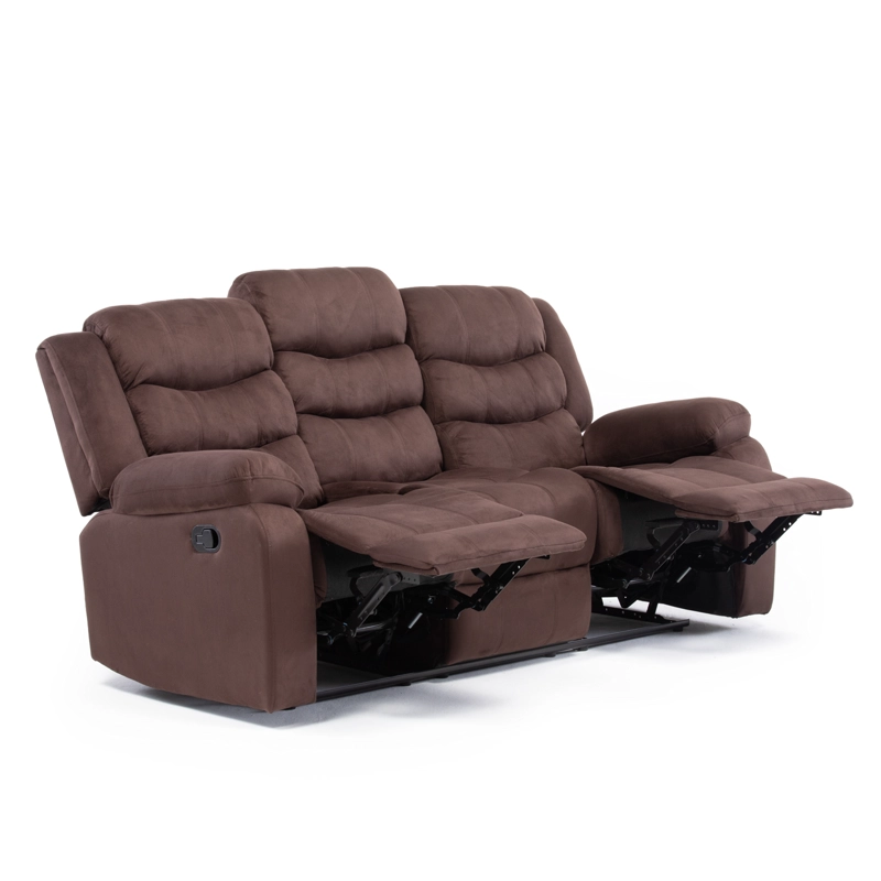 LIVING RECLINABLE SOFA 3 CUERPOS + SOFA 2 CUERPOS + 1 BERGER CAFE  OSCURO NORMAN 2011DBR - 4