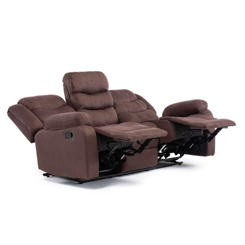 LIVING RECLINABLE SOFA 3 CUERPOS + SOFA 2 CUERPOS + 1 BERGER CAFE  OSCURO NORMAN 2011DBR - 5
