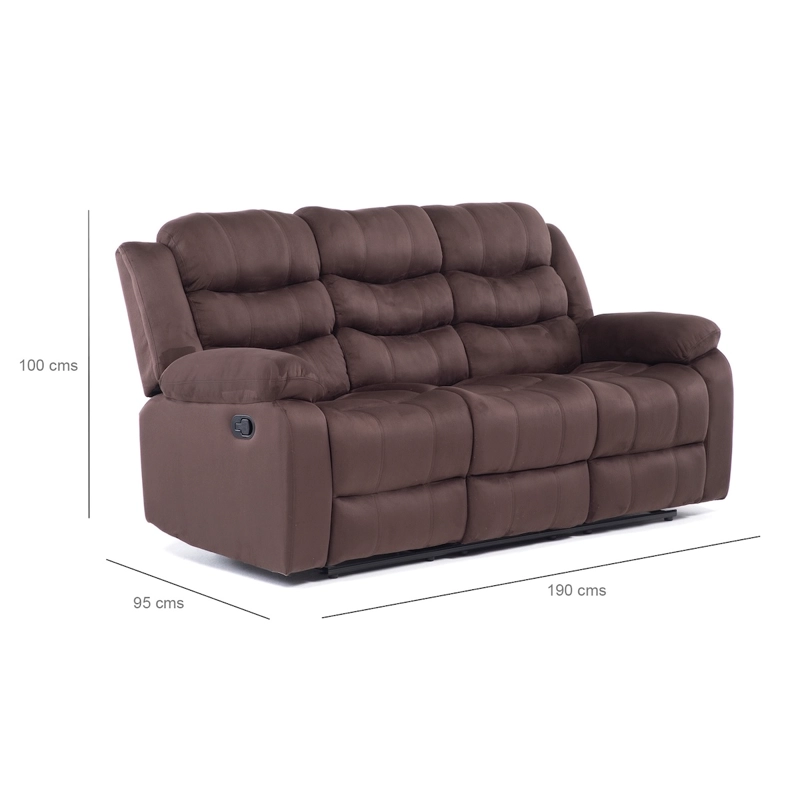 LIVING RECLINABLE SOFA 3 CUERPOS + SOFA 2 CUERPOS + 1 BERGER CAFE  OSCURO NORMAN 2011DBR - 8