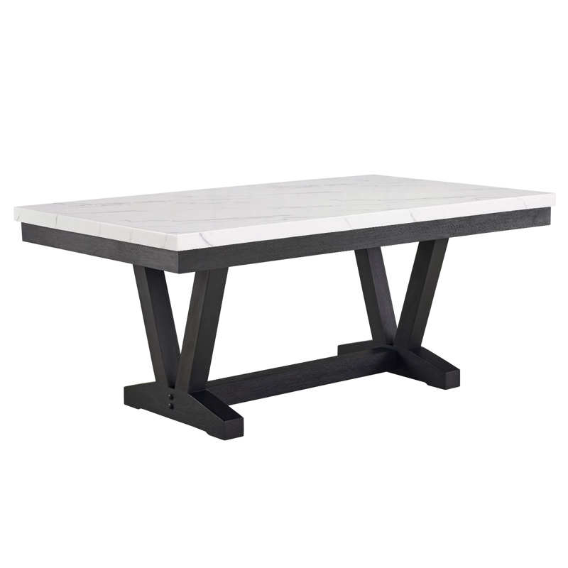JUEGO DE COMEDOR 6 SILLAS MODERNO RODEUS BLANCO MARMOL D4931 - 2