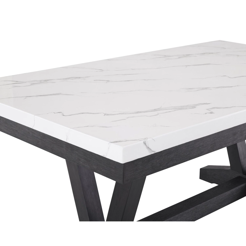 JUEGO DE COMEDOR 6 SILLAS MODERNO RODEUS BLANCO MARMOL D4931 - 5