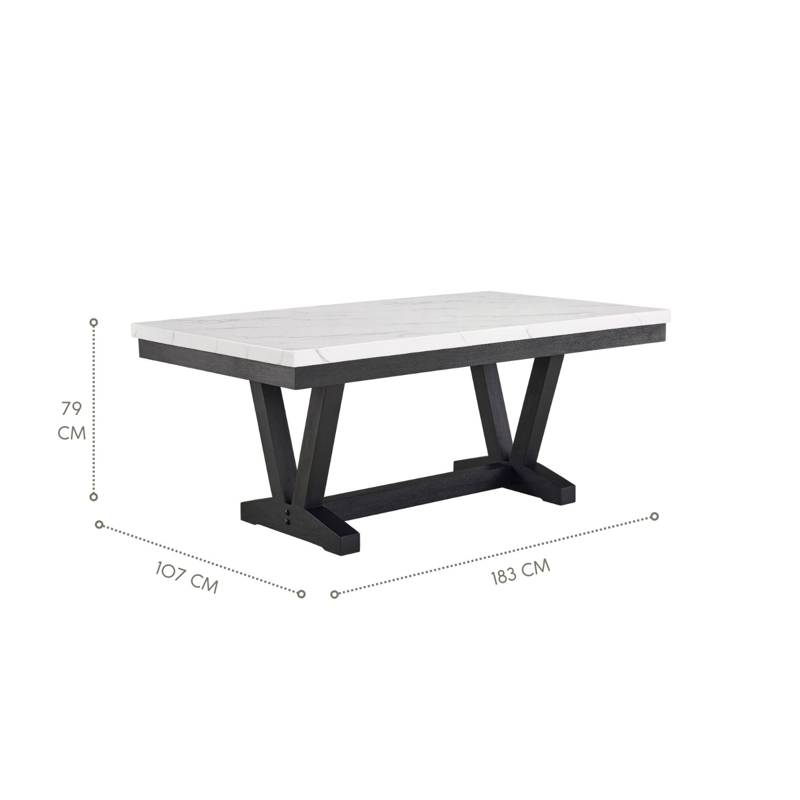 JUEGO DE COMEDOR 6 SILLAS MODERNO RODEUS BLANCO MARMOL D4931 - 9