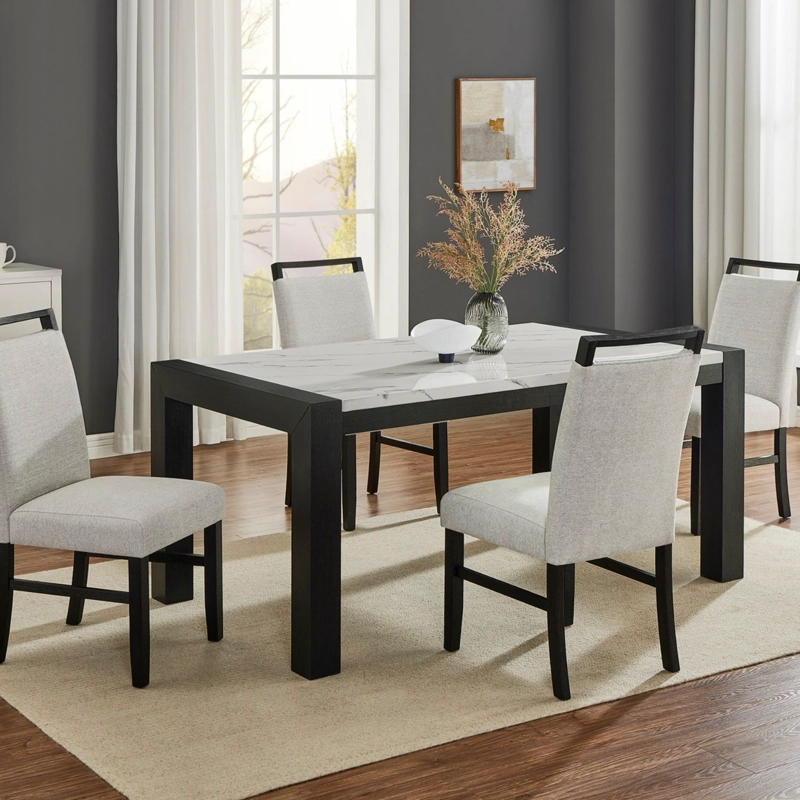 JUEGO DE COMEDOR 4 SILLAS MODERNO BELICE BLANCO GRIS D2506-4 - 1