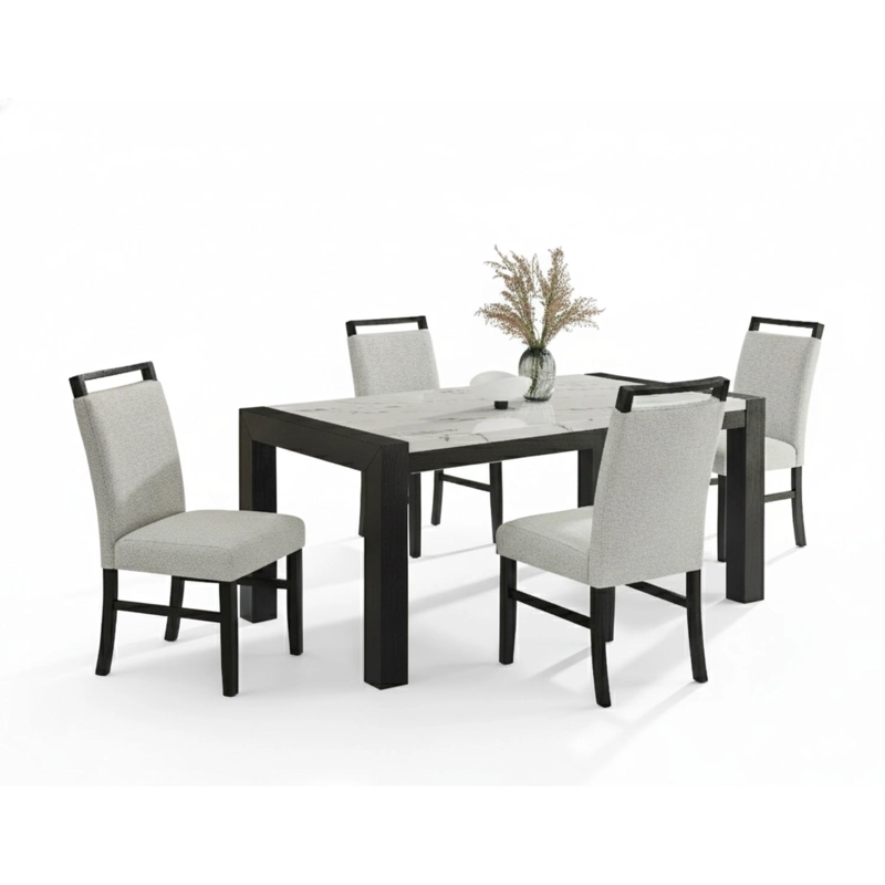 JUEGO DE COMEDOR 4 SILLAS MODERNO BELICE BLANCO GRIS D2506-4 - 2