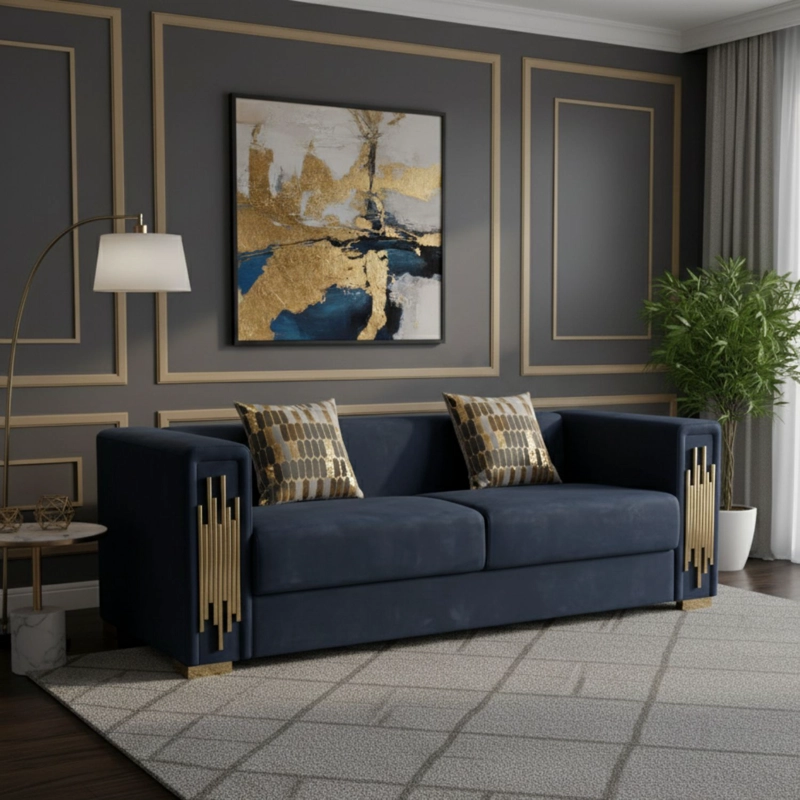 SOFA ELEGANTE 3 CUERPO MODERNO NEGRO SPENCER - 1