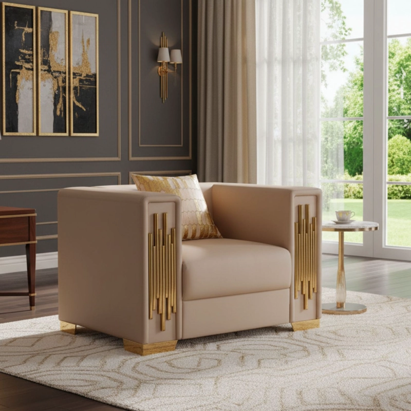 SILLON ELEGANTE 1 CUERPO MODERNO BEIGE SPENCER - 1