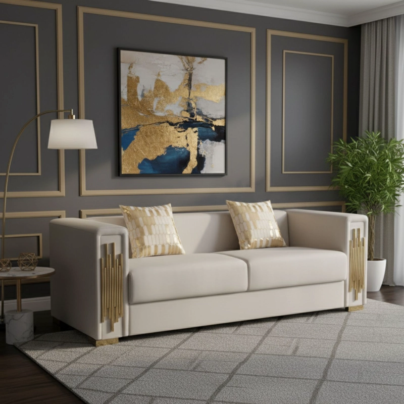 SOFA ELEGANTE 3 CUERPO MODERNO BEIGE SPENCER - 1
