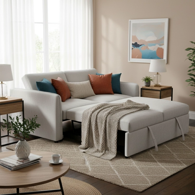 SOFA CAMA 2 CUERPOS MODERNO NEW DALLAS BEIGE - 1