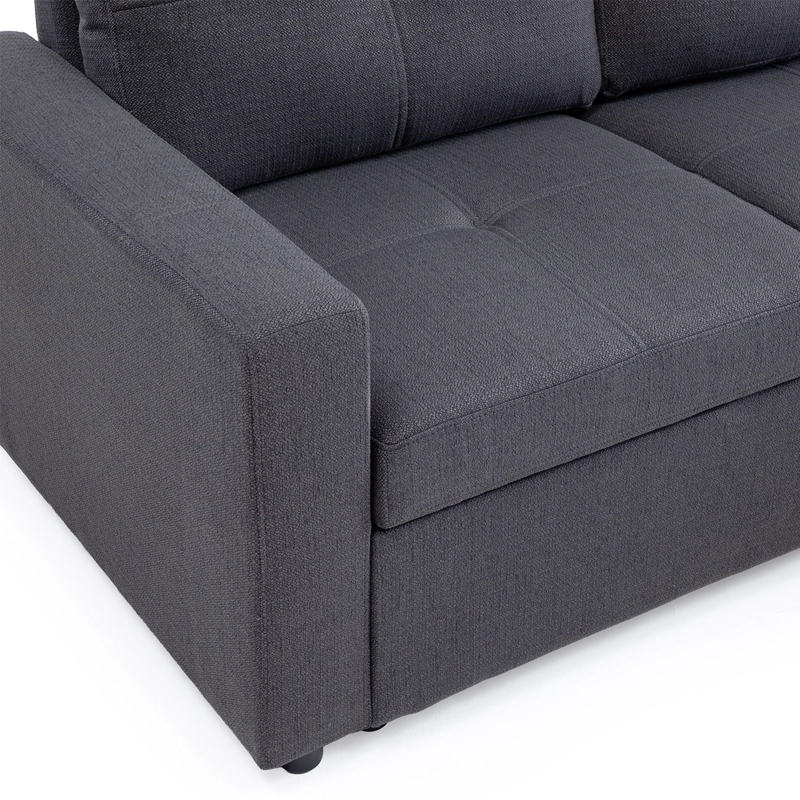 SOFA SECCIONAL CAMA 2 PLAZAS MODERNO LINO GRUESO GRIS REVERSIBLE WING - 3